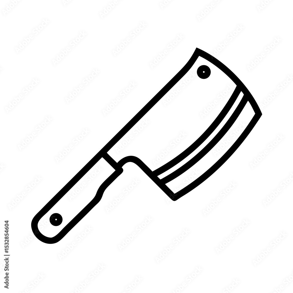 Aufkleber an outline drawing of a cleaver with a wooden handle and two rivets shown in the design element