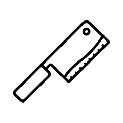 Outline drawing of a cleaver with a rectangular blade and handle isolated on a white background design element