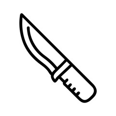 Outline drawing of a hunting tool with a curved blade and a grip handle isolated on a white background
