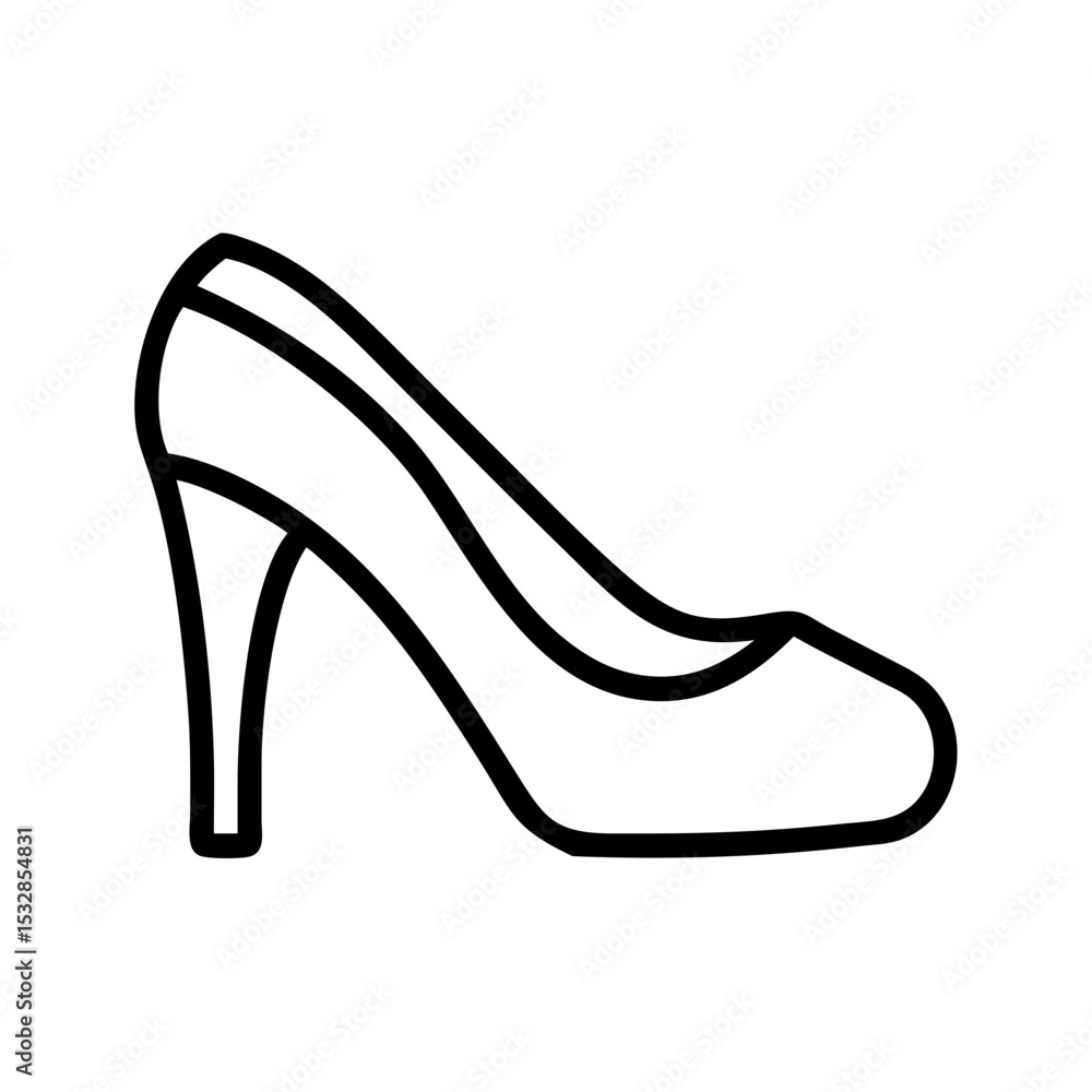 Aufkleber outline drawing of a single high heeled shoe with a pointed toe and a curved heel shape design item
