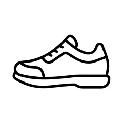 Single athletic shoe with laces and thick sole depicted in a simple line drawing style artwork