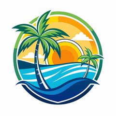 Obraz premium summer beach logo vector illustration