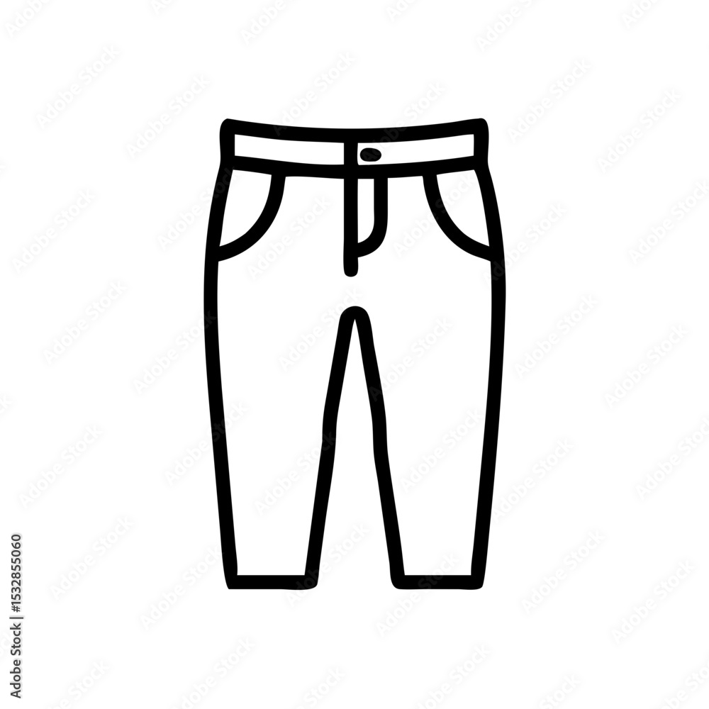 Poster simple graphic showing a pair of pants with pockets and button closure in a minimalist design style