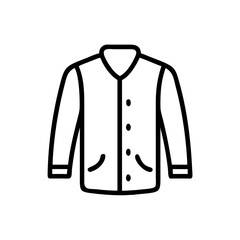 Simple outline of a long sleeved shirt with buttons and pockets in a minimalist style design concept
