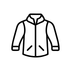 Outline drawing of a jacket with a zipper and pockets isolated on a white background design element