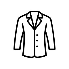 Simple line drawing of a suit jacket with three buttons and a collar on a white background view
