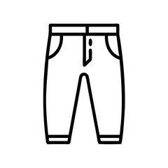 Outline drawing of casual trousers with pockets and a buttoned fly for fashion design usage