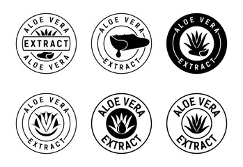 Aloe Vera extract icon set design. Aloe Vera badge label for product packaging