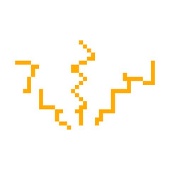 Bright orange exclamation mark icon with pixel art style, resembling retro video game sprites.