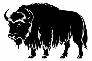 musk ox sihouette black vector