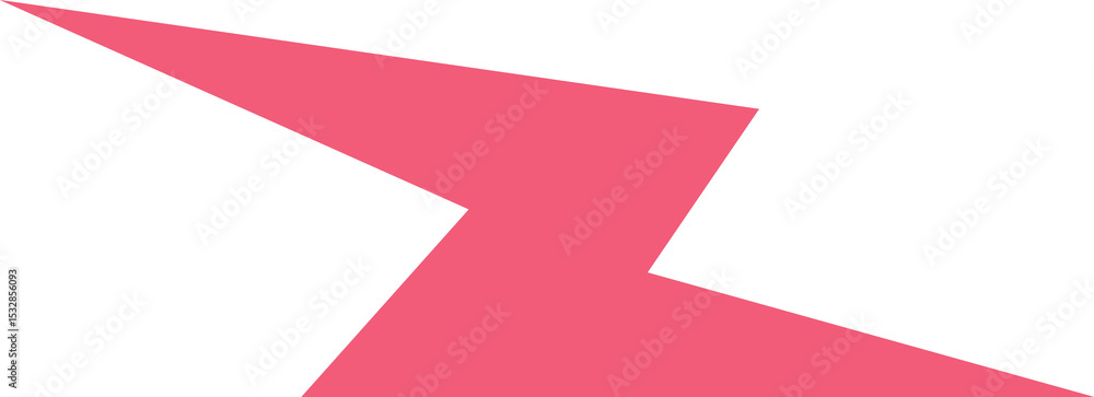 Poster flat design bright pink polygon floating on transparent canvas, showing zigzag lightning bolt shape