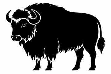musk ox sihouette black vector