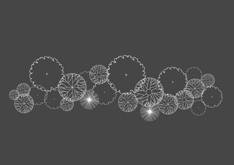 architecture drawing plant tree top view plan greenery vegetation vector. design nature architectural landscape set element illustration bush garden flora sapling minimal. architect isolated.