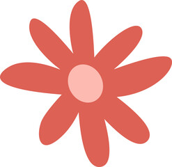 Fototapeta premium Flat design flower is displaying on transparent canvas, with coral petals and pale pink center