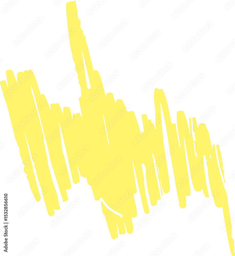 Aufkleber abstract yellow scribble is appearing in flat design on transparent canvas showing jagged strokes