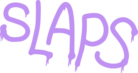 Stylized SLAPS lettering is dripping purple paint in graffiti design, with transparent background