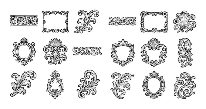 Baroque Scroll Icon Grid
