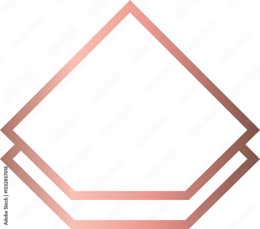 Poster flat design diamond frames are overlapping on transparent background with rosegold gradient borders