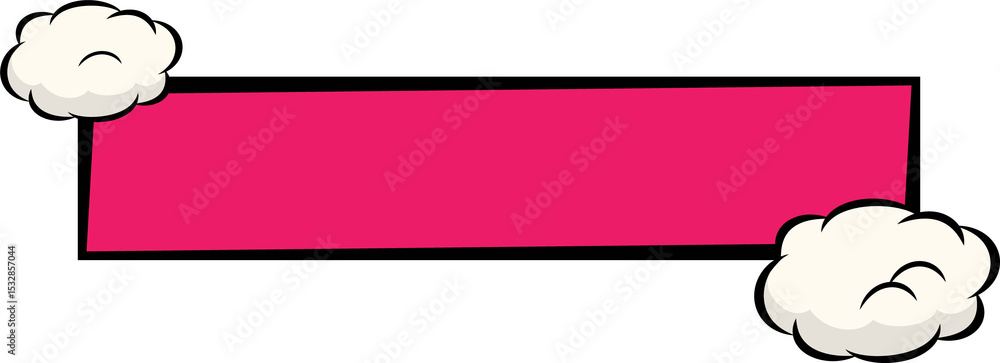 Poster Flat design banner is floating over transparent background with hot pink rectangle and white clouds