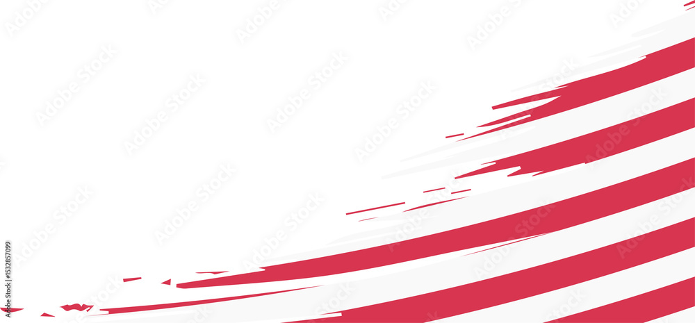 Poster abstract wave-like pattern is flowing on transparent background, featuring red and white stripes