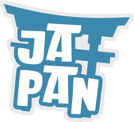 Bold JAPAN lettering is popping in flat design, showing torii gate roof on transparent background