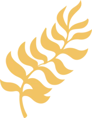 Gardinen Stylized golden leaf branch is floating on transparent background in flat graphic illustration © vectorfusionart