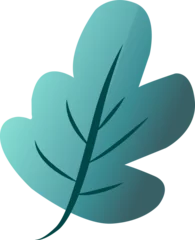 Gardinen Flat design teal gradient leaf is featuring rounded lobes with veins on transparent background © vectorfusionart