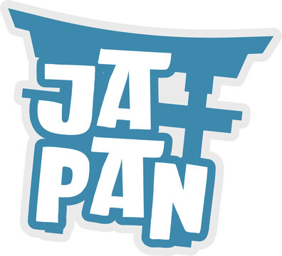 Fototapeta Bold JAPAN lettering is popping in flat design, showing torii gate roof on transparent background