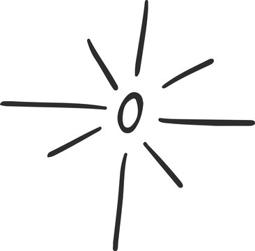 Naklejki Flat line sun icon is being shown on transparent background, with central oval and eight rays
