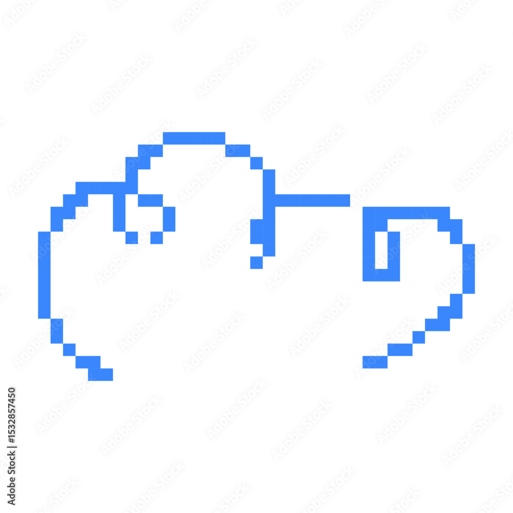Poster pixelated cloud icon in mosaic style features a retro look with blue tones and a simple design.