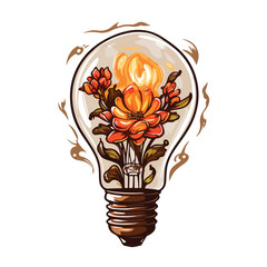 Creative Cartoon Light Bulb Illustration for Conceptual Design Projects
