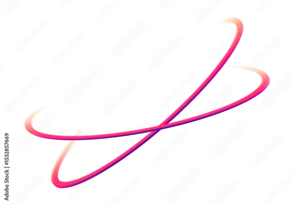 Poster abstract neon gradient ribbon is swirling and looping in 3d render with transparent background