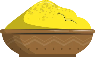 Gardinen Vector illustration is depicting wood bowl with yellow spice on transparent background, copy space © vectorfusionart