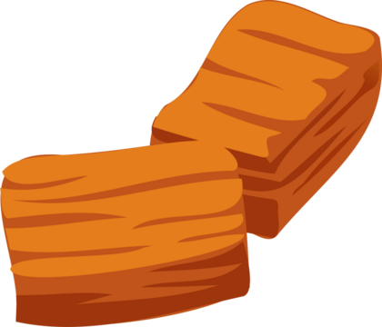 Two cartoon-style wooden logs are floating on transparent background, flat design illustration