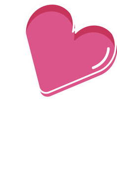 Naklejki Pink heart-shaped candy is being shown in flat design on white stick with transparent background