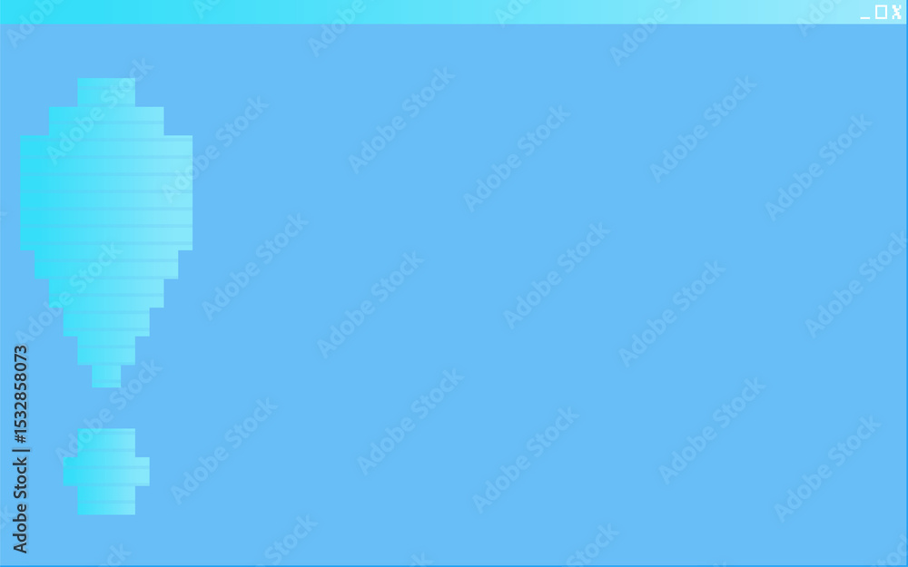 Aufkleber abstract pixel art exclamation mark composed of turquoise bars is showing on transparent background