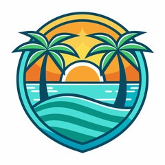 Obraz premium summer beach logo vector illustration