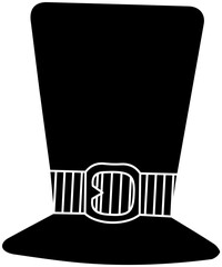 Pilgrim-style top hat silhouette is being shown on transparent background, with striped buckle band