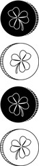Four stacked clover tokens are being shown in flat design illustration, transparent background