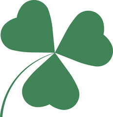Flat shamrock vector design is showing green heart shaped leaves on transparent background