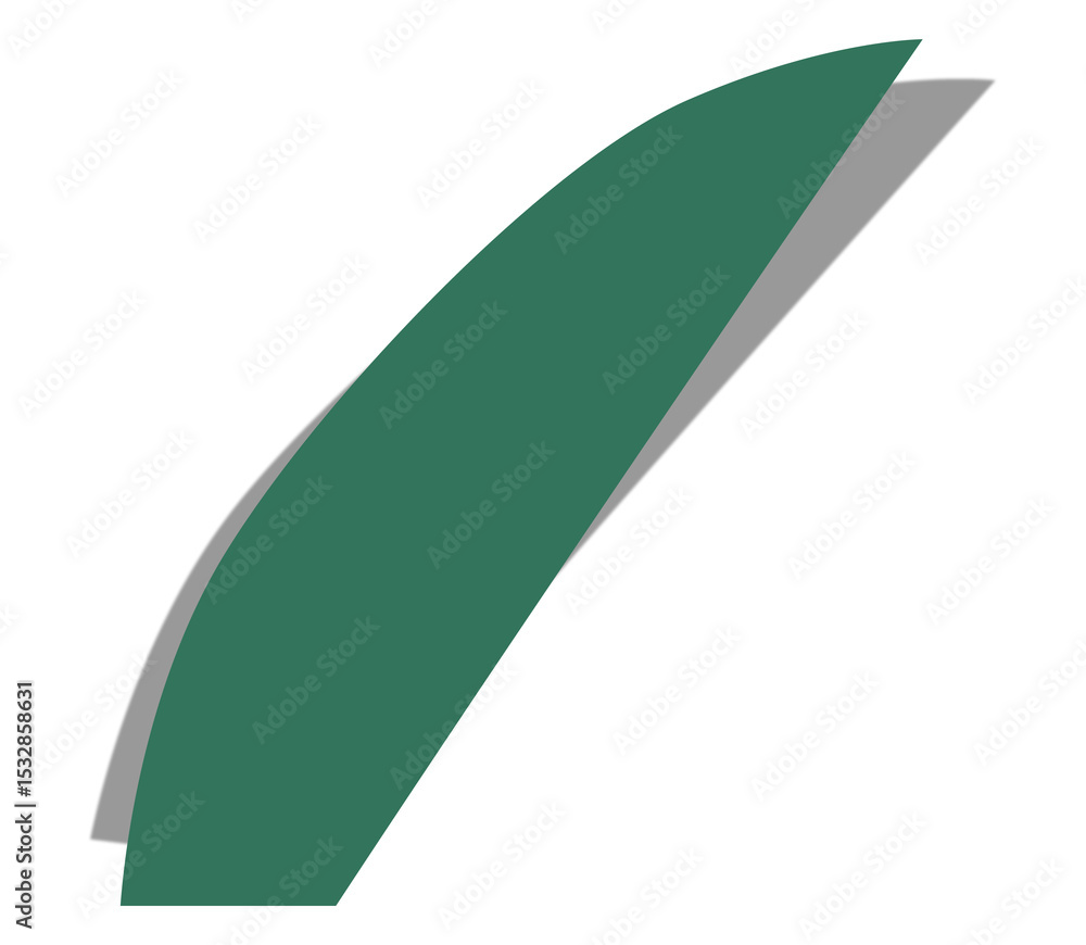Poster flat design curves are forming green leaf over black curve on transparent background copy space