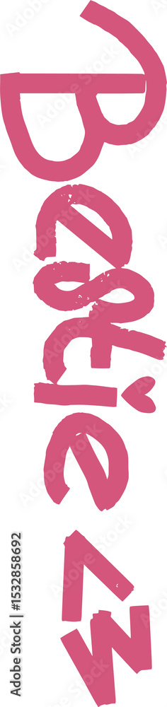 Poster abstract pink wordmark is showing in flat design on transparent backdrop, zigzag shapes, copy space