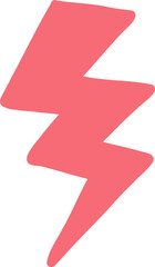 Flat design red lightning bolt icon is floating on transparent backdrop, emphasizing energy