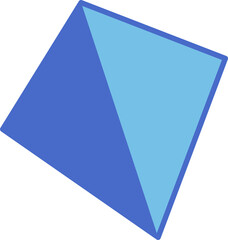 Obraz premium Flat design polyhedral shape is floating on transparent background featuring blue triangular facets