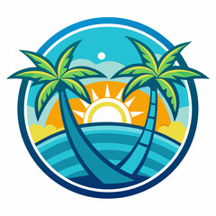Obraz premium summer beach logo vector illustration