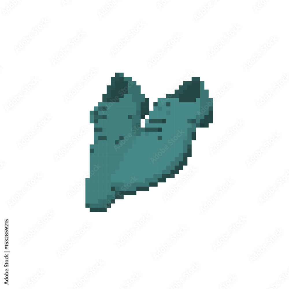 Poster pixel style sneakers icon in mosaic design. flat, retro visual with simple and direct features.