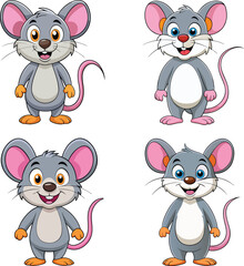 cute cartoon mice poses illustration
