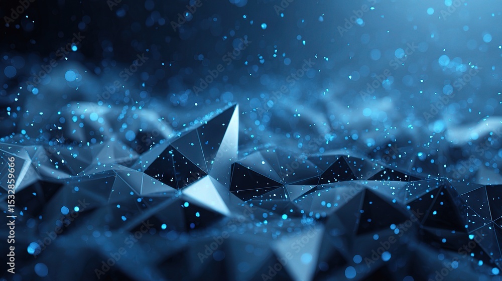 Poster digital technology background with glowing triangular shapes