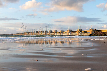 The Oosterscheldekering of the Delta Works flood protection in the Netherlands.