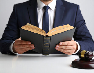 A man is sitting at a desk with a book open in front of him